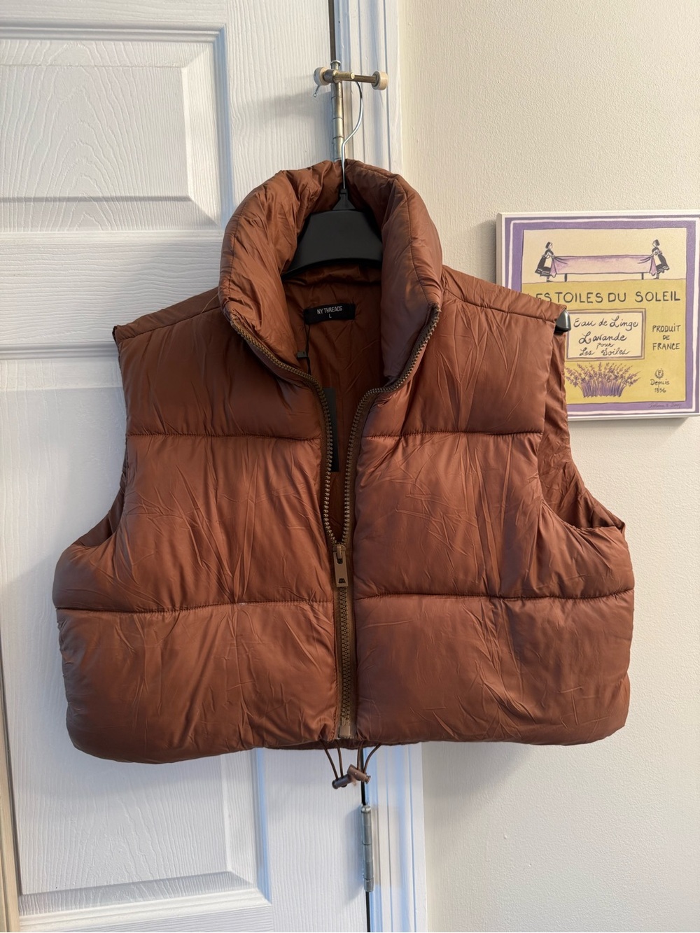 Women's Cropped Brown Puffer Vest by